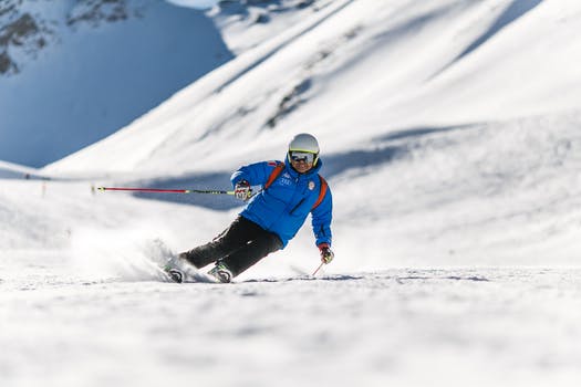 Skiing on mountain ice